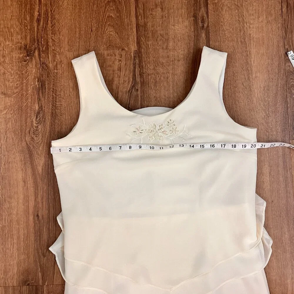 Coldwater Creek Ivory Sleeveless Formal Tiered Chiffon Dress Layered Sz 14